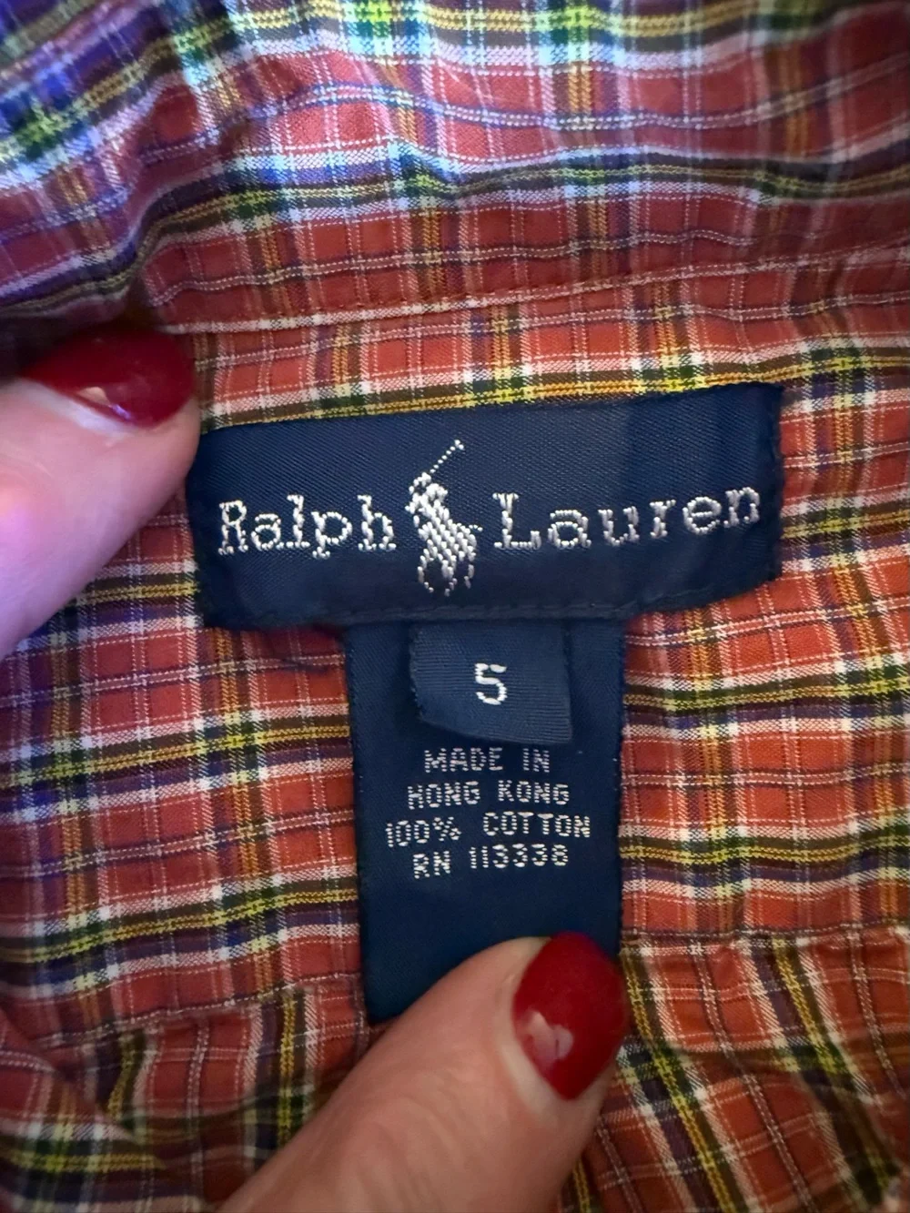 Ralph Lauren Boys Plaid Button Down Shirt Women’s S Red Tartan Cotton Pony